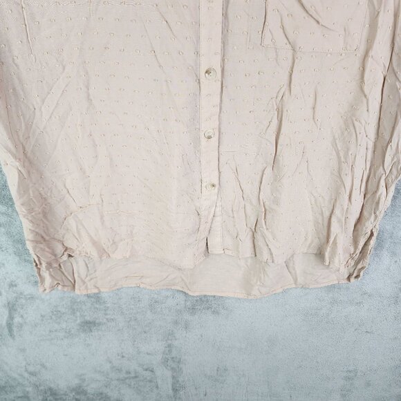 Women's Beige Gilli Blouse Top Button-Up Polka Dot Pattern Short Sleeve Size 1X - Picture 3 of 12